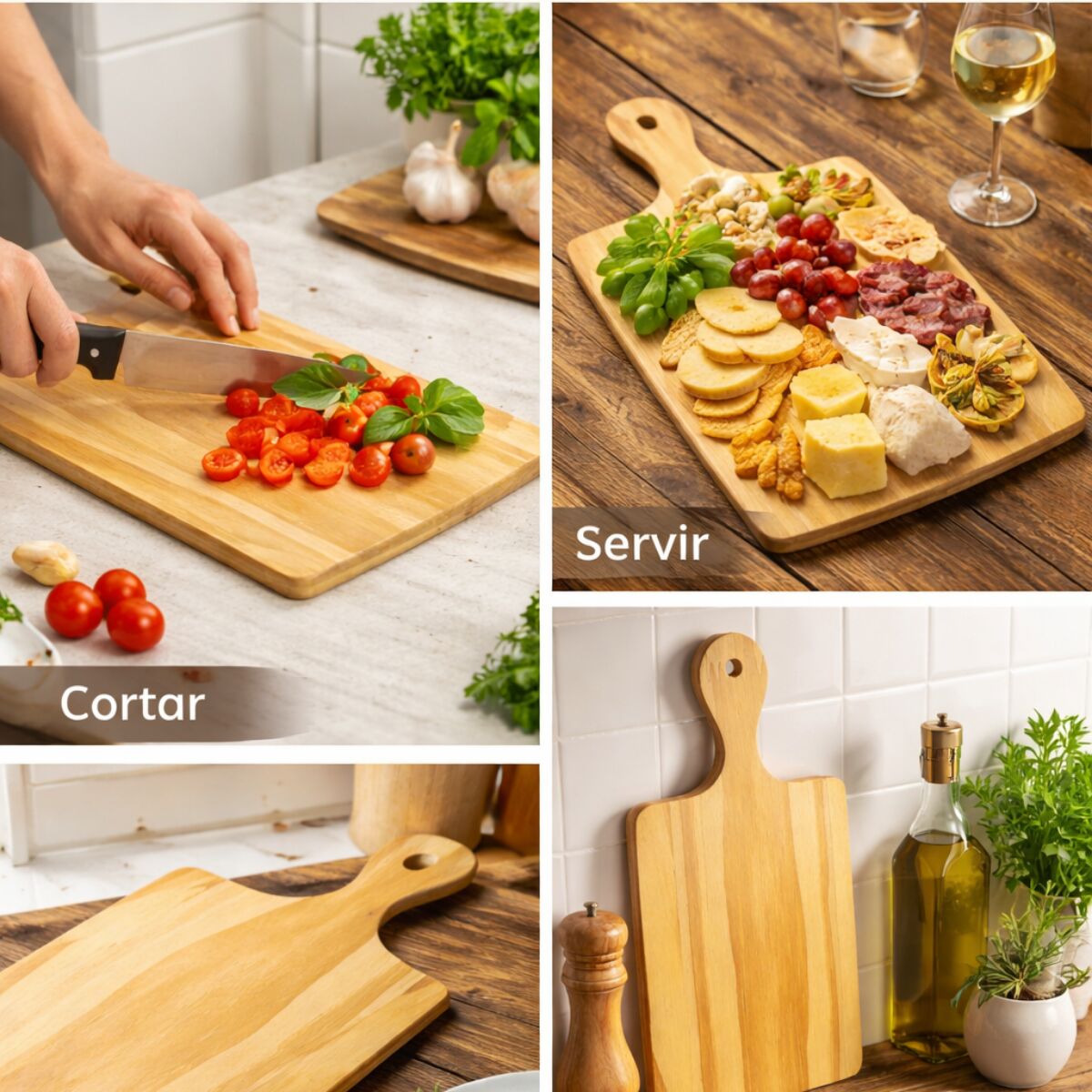 Tábua de Madeira com Cabo para Frios, Churrasco, Petiscos e Servir - Imagem 2