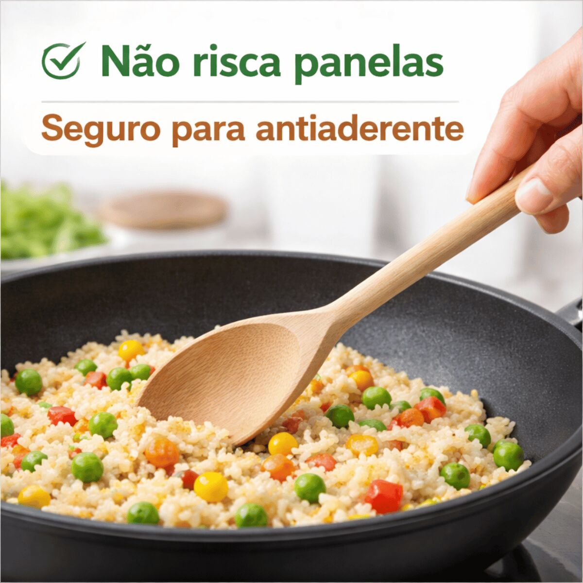 Colher de Madeira para Cozinha – Colher de Pau Resistente e Durável - Imagem 2