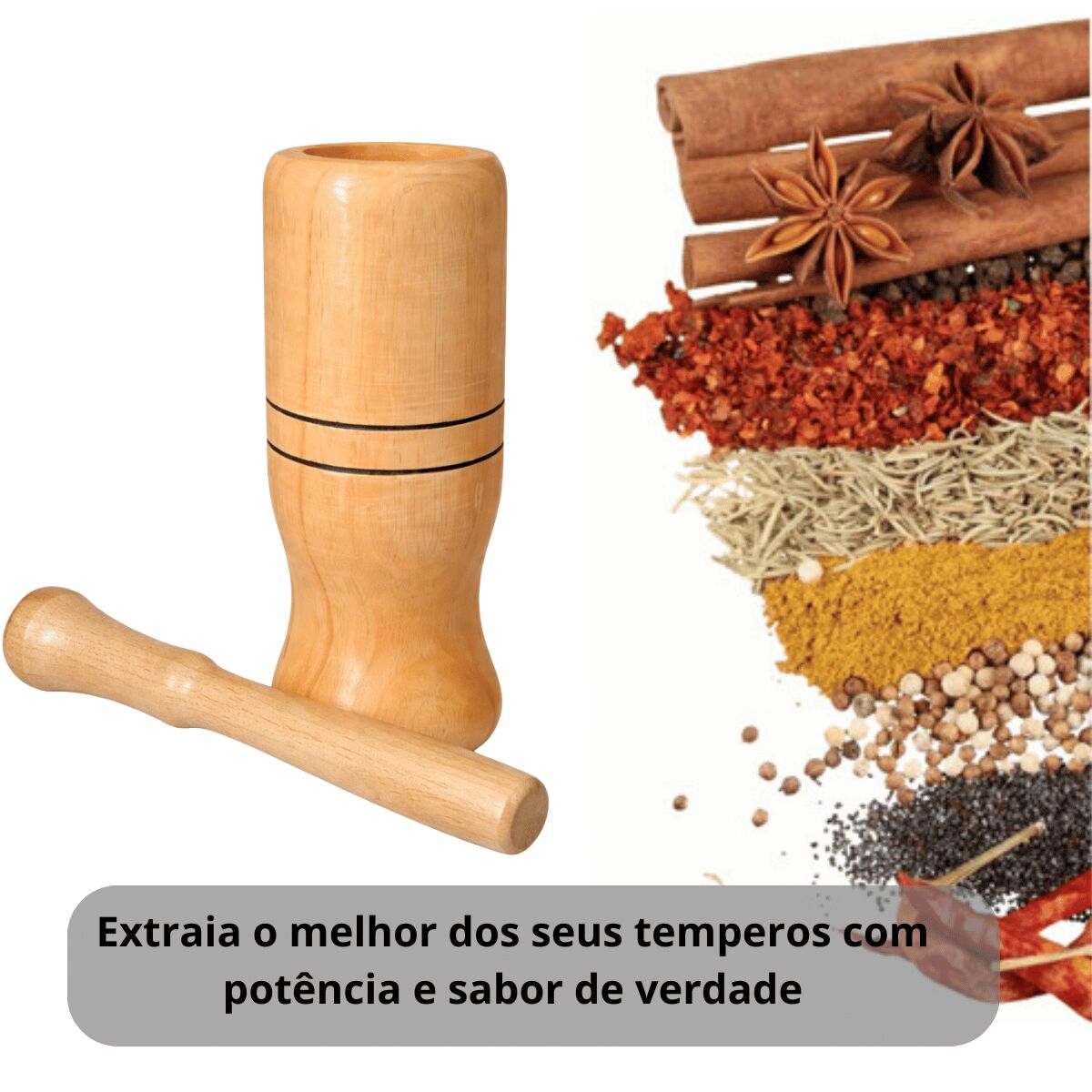 Pilão de Madeira com Socador - Imagem 2