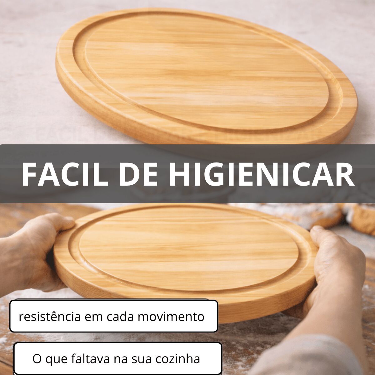 Tábua Redonda de Madeira para Pizza, Churrasco, Frios e Petiscos com Canaleta - Imagem 6