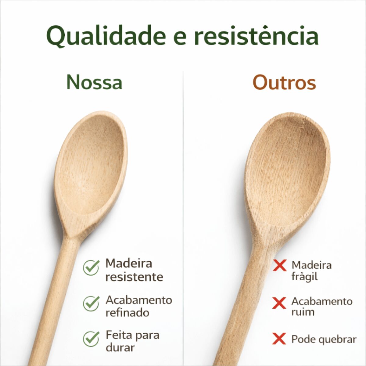 Colher de Madeira para Cozinha – Colher de Pau Resistente e Durável - Imagem 4