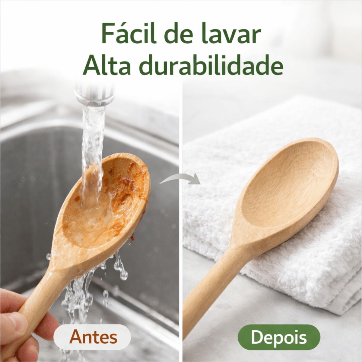 Colher de Madeira para Cozinha – Colher de Pau Resistente e Durável - Imagem 3