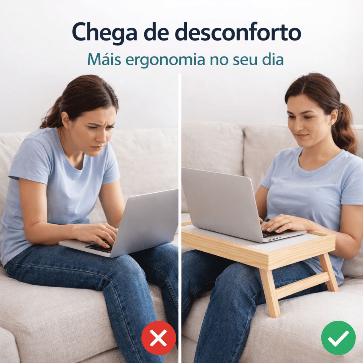 Mesa Bandeja para Café da Manhã e Notebook em Madeira Pinus com Pés Dobráveis - Imagem 6