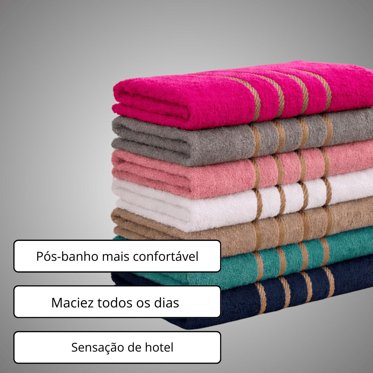 Toalha de Banho 270g com Detalhes Dourados – Macia, Elegante e Absorvente - Imagem 4
