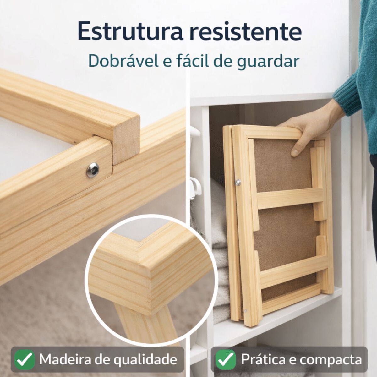 Mesa Bandeja para Café da Manhã e Notebook em Madeira Pinus com Pés Dobráveis - Imagem 7