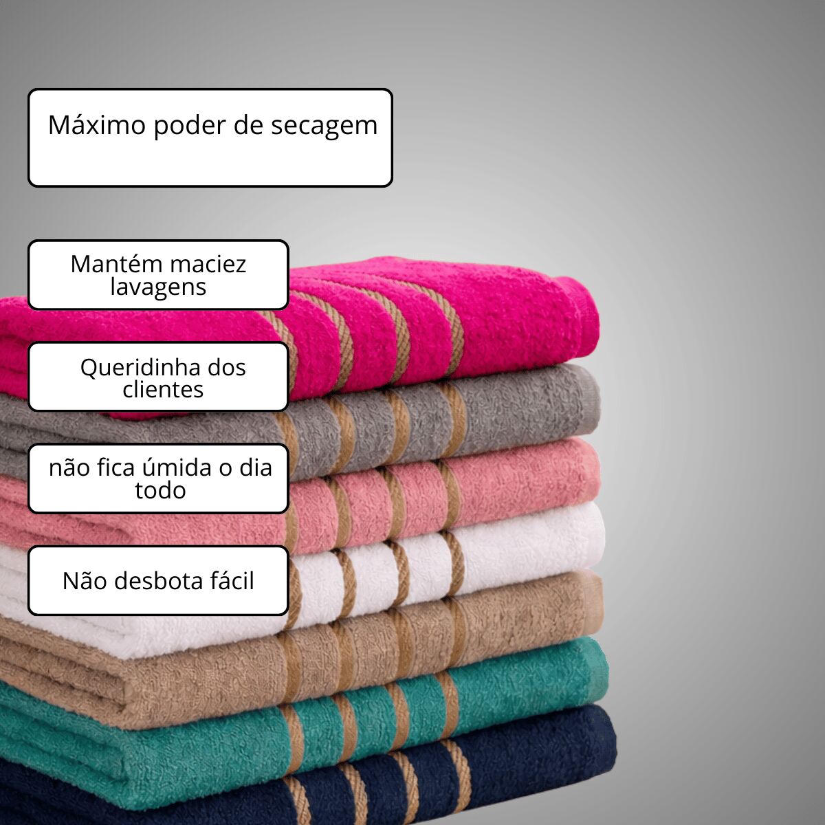 Toalha de Banho 270g com Detalhes Dourados – Macia, Elegante e Absorvente - Imagem 3
